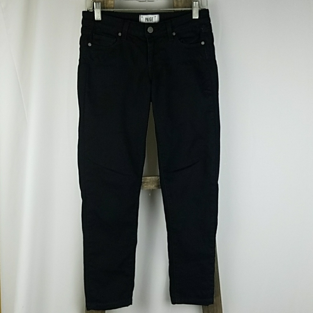 Paige women 26 denim Skyline ankle peg skinny‎ stretch jeans black